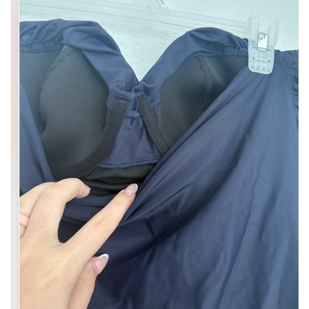 NWT J.CREW Twisted Bandeau One-Piece Navy Blue Swimsuit Size 8 - Picture 4 of 6